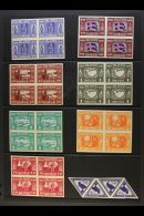 1930 Parliamentary Millenary Celebration Complete Set, Facit 173/188, As IMPERF BLOCKS OF FOUR On Gummed Paper,... - Other & Unclassified
