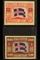 1930 40a Parliamentary Millenary, Facit 182, Imperf PROOFS Showing Carmine And Blue Colours Only, Plus The... - Other & Unclassified