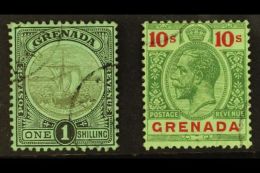 1908 1s And 10s, Wmk CA, SG 82/3, Very Fine Used. Scarce Issue. (2 Stamps) For More Images, Please Visit... - Grenada (...-1974)