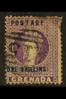 1875 1s Deep Mauve With Inverted "S" In "POSTAGE" Variety, SG 13c, Finely Used Showing The Variety Clear Of The... - Grenade (...-1974)