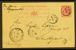 1902 (24 Dec) 1d QV Postal Stationery Postcard Addressed To Germany, Cancelled By "Akuse" Cds's, Plus "Accre"... - Gold Coast (...-1957)