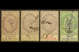 REVENUE STAMPS 1884 1p85, 2p50 And 5p (Barefoot 4/6), Plus 1898 2s (Barefoot 12), Fine Used. Nice Quality! (4... - Gibraltar