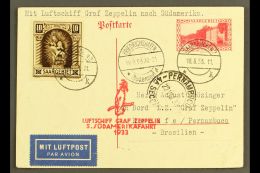 1933 (18 Aug) ZEPPELIN FLIGHT TO BRAZIL. Saar 90c P/card Uprated With 10f Brown Stamp, Addressed To Passenger On... - Autres & Non Classés