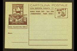 RHODOS (RHODES) 1944 30c+30c Brown Postal Stationery Complete Reply Postcard Type II (Michel P 3, H&G 19),... - Andere & Zonder Classificatie