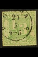 THURN & TAXIS 1866 1/3sgr Pale Green With Coloured Roulettes, SG 39 (Michel 46), Used With Superb Cds &... - Otros & Sin Clasificación