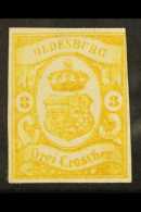 OLDENBURG 1861 3 Gr Greyish Yellow, Mi 14, Fine Mint Og, Clear Margins To 3 Sides Just Shaves Top Right Frame. For... - Other & Unclassified