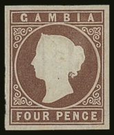 1874 4d Brown With "N I" Of "CROWN COLONIES" Watermark In Large Double- Lined Letters, SG 5 Variety, Very Fine... - Gambie (...-1964)