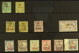 ZANZIBAR 1894-1903 USED SELECTION On A Stock Card. Includes 1894 ½a On 5c & 10a On 1f, 1896 Both 10a On... - Andere & Zonder Classificatie