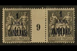 ZANZIBAR 1896-1900 1a On 10c Black/lilac (1899) MILLESIME (Number 9) PAIR, Yvert 20, Very Fine Mint For More... - Andere & Zonder Classificatie