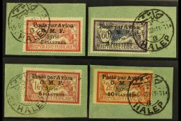 SYRIA 1922 Air Overprints Complete Set (Yvert 10/13, SG 89/92), Fine Used On Pieces Tied By "Halep" Cds Cancels.... - Andere & Zonder Classificatie
