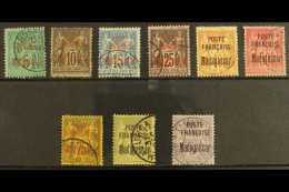 MADAGASCAR 1895 Overprinted Set To 5fr Complete, Yv 14/22, Very Fine Used. (9 Stamps) For More Images, Please... - Autres & Non Classés