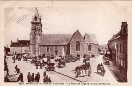 V4999 Cpa 72 Marolles Les Braults - La Place De L'Eglise Un Jour De Marché - Marolles-les-Braults