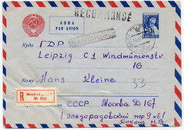 SOVIET UNION 1960 1.60 R. Airmail Envelope Used Registered  To DDR.  Michel LU37 - 1960-69