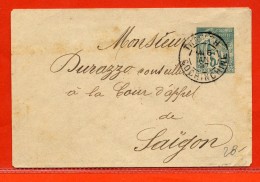 INDOCHINE ENTIER POSTAL OBLITERE DE 1897 DE TRAVINH POUR SAIGON - Storia Postale