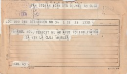 #BV3256  TELEGRAM, FROM TIMISOARA TO CLUJ, 1955, ROMANIA. - Telégrafos