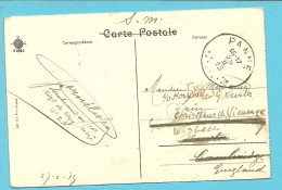 Kaart Met Stempel PANNE Op 26/2/1915 - Zona Non Occupata