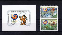 Siria 1988, Olympic Games In Seoul, Football, Cycling, 2val+BF - Unused Stamps