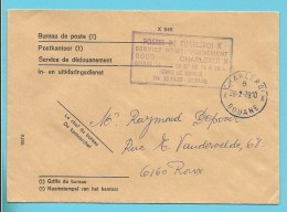 Brief Met Stempel CHARLEROI DOUANE (in Blauw) + POSTES DE CHARLEROI X / SERVICE DE DEDOUANEMENT - Franquicia