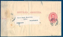 ARGENTINA 1888 , FAJA POSTAL PARA IMPRESOS CIRCULADA ENTRE BUENOS AIRES Y OSNABRÜCK - Cartas & Documentos