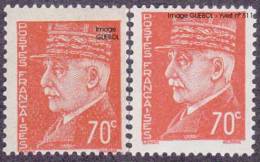 France Maréchal Pétain N°  511 + 511_h ** Variété Du Type Hourriez - Piquage Décalé Sur Le 70 C Orange - 1941-42 Pétain