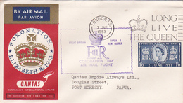 Australia 1953 Qantas Coronation Flight Cover,London To Pert Moresby - Brieven En Documenten