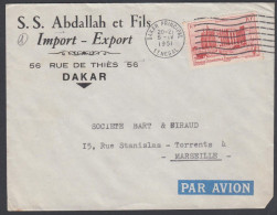French West Africa 1951, Airmail Cover "S.S.Abdellah Et Fils" Dakar To Marseille W./postmark Dakar - Covers & Documents