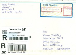 Tschechische Republik 2016 Prag 02 Automatenmarke R-Brief Nach BRD - Lettres & Documents