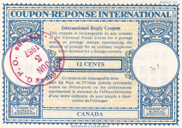 #BV3752  COUPON RESPONSE INTERNATIONAL,  INTERNATIONAL REPLY COUPONS, 12 CENTS, 1957, CANADA. - Cupones Respuesta