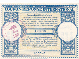 #BV3752   COUPON RESPONSE INTERNATIONAL,  INTERNATIONAL REPLY COUPONS, 12 CENTS, 1957, CANADA. - Cupones Respuesta