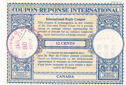 #BV3752  COUPON RESPONSE INTERNATIONAL,  INTERNATIONAL REPLY COUPONS, 12 CENTS, 1957, CANADA. - Cupones Respuesta