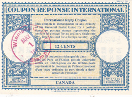 #BV3752   COUPON RESPONSE INTERNATIONAL,  INTERNATIONAL REPLY COUPONS, 12 CENTS, 1957, CANADA. - Coupons-Réponses