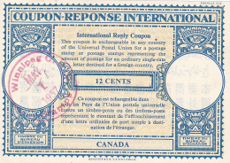 #BV3752   COUPON RESPONSE INTERNATIONAL,  INTERNATIONAL REPLY COUPONS, 12 CENTS, 1957, CANADA. - Antwortcoupons