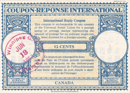 #BV3752   COUPON RESPONSE INTERNATIONAL,  INTERNATIONAL REPLY COUPONS, 12 CENTS, 1957, CANADA. - Coupons-Réponses