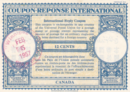 #BV3752   COUPON RESPONSE INTERNATIONAL,  INTERNATIONAL REPLY COUPONS, 12 CENTS, 1957, CANADA. - Cupones Respuesta