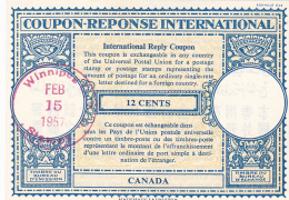 #BV3752   COUPON RESPONSE INTERNATIONAL,  INTERNATIONAL REPLY COUPONS, 12 CENTS, 1957, CANADA. - Cupones Respuesta