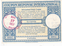 #BV3752   COUPON RESPONSE INTERNATIONAL,  INTERNATIONAL REPLY COUPONS, 12 CENTS, 1957, CANADA. - Cupones Respuesta