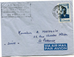 VIETNAM LETTRE PAR AVION AVEC CACHET "6-6-1951 1ére EMISSION DE TIMBRES POSTE DU VIET-NAM" DEPART SAIGON 6-6-1951 SUD-.. - Viêt-Nam