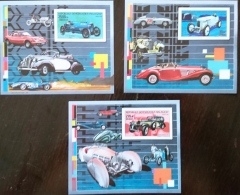 MADAGASCAR Automobiles, Voitures, Cars, Coches, BUGATTI, + OPEL+MERCEDES  Yvert BF De LUXE 96+98+101 IMPERF **  MNH - Cars