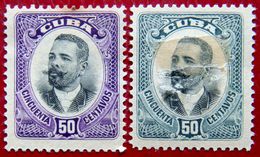 CUBA 1907,1910 50c General Maceo BOTH COLORS MH Scott238,245 CV$3  NOTE : 50c Grey Has Hinge Stuck On Face - Ongebruikt