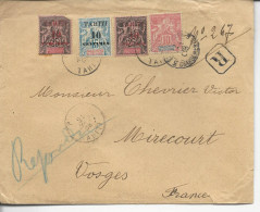 LR De Papeete Tahiti >> Mirecourt N°19x2 (1ex Touché), 15, 21 - Lettres & Documents