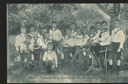 +++ CPA - DOUR - Pensionnat De La Sainte Union - Groupe De Petits Garçons - Vélo - Jeu - Jouets    // - Dour