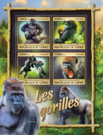 GUINEA REP. 2016 ** Gorillas Gorilles M/S - OFFICIAL ISSUE - A1640 - Gorilla's