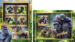 GUINEA REP. 2016 ** Gorillas Gorilles M/S+S/S - OFFICIAL ISSUE - A1640 - Gorillas