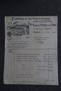 Facture Ancienne Publicitaire , NANCY - Fabrique De Confiseries, Dragées Et Gommes Et Réglisses , Ets G.DE LA SALLE . - 1900 – 1949