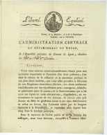 REVOLUTION – LYON – L.S. Administration Centrale - COULAUD, PIEGAY Aîné, BONNARD - 1796 - Historical Documents