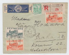 Tunisia/Czechoslovakia AIR FRANCE AIRMAIL LABEL REGISTERED COVER 1949 - Luchtpost