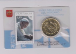 Coin Vatican City 2015 0.50 Euro UNC Stamp & Coin Card Nr. 7 Pope Franciscus - Vatikan