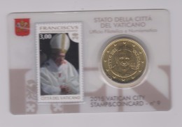 Coin Vatican City 2015 0.50 Euro UNC Stamp & Coin Card Nr. 9 Pope Franciscus - Vatican