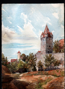 AQUARELLE 385 X 280 Mm, ARTISTE: MATHILDE CAUDEL DIDIER ( BENEZIT ), ALLEMAGNE, ROTHENBURG - Wasserfarben