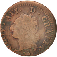 Monnaie, France, Louis XVI, Liard, Liard, 1791, Rouen, TB, Cuivre, KM:585.3 - 1774-1791 Lodewijjk XVI